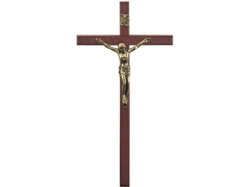 Krzyż wiszący drewniany 19,5 cm - ciemny