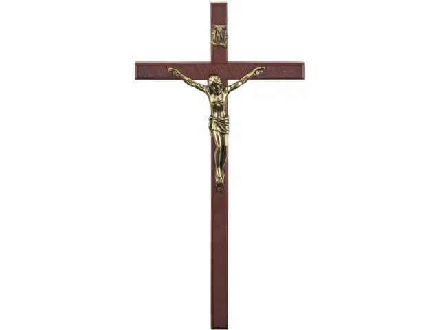 Krzyż wiszący drewniany 19,5 cm - ciemny