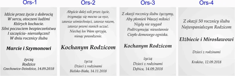 Wzornik dedykacji na Rocznicę Ślubu