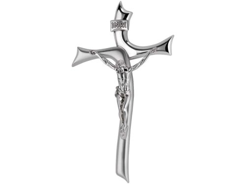 Krzyż srebrzony wiszący 25 cm - pasyjka