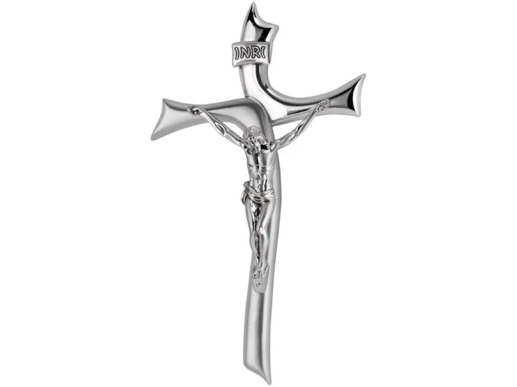 Krzyż srebrzony wiszący 25 cm - pasyjka