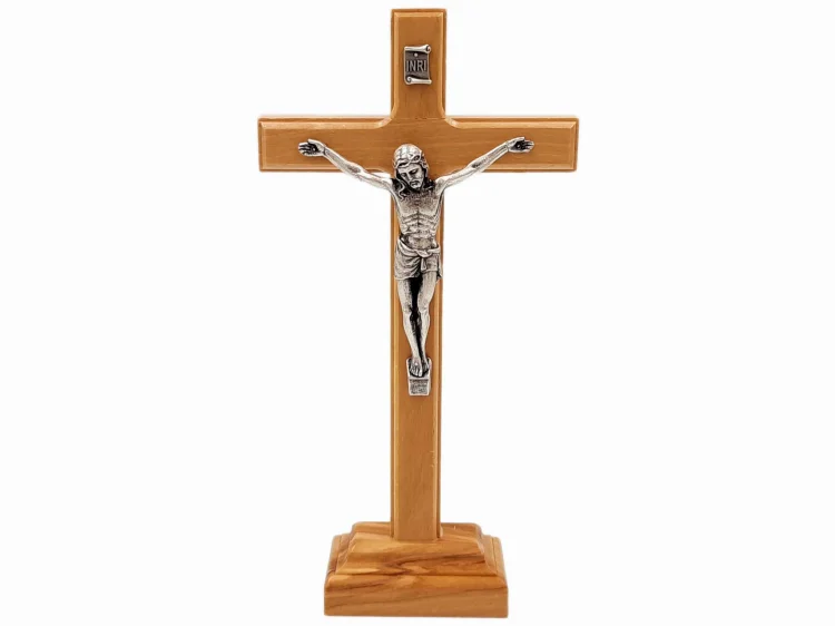 Krzyż stojący 18 cm - drewno oliwne