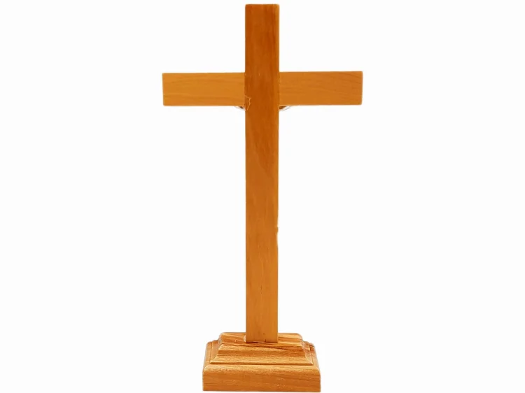 Krzyż stojący 18 cm - drewno oliwne