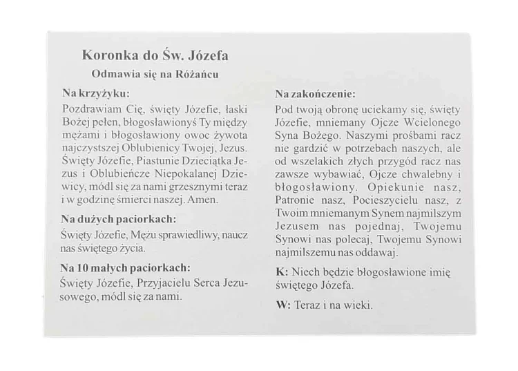 Koronka do św. Józefa - broszurka