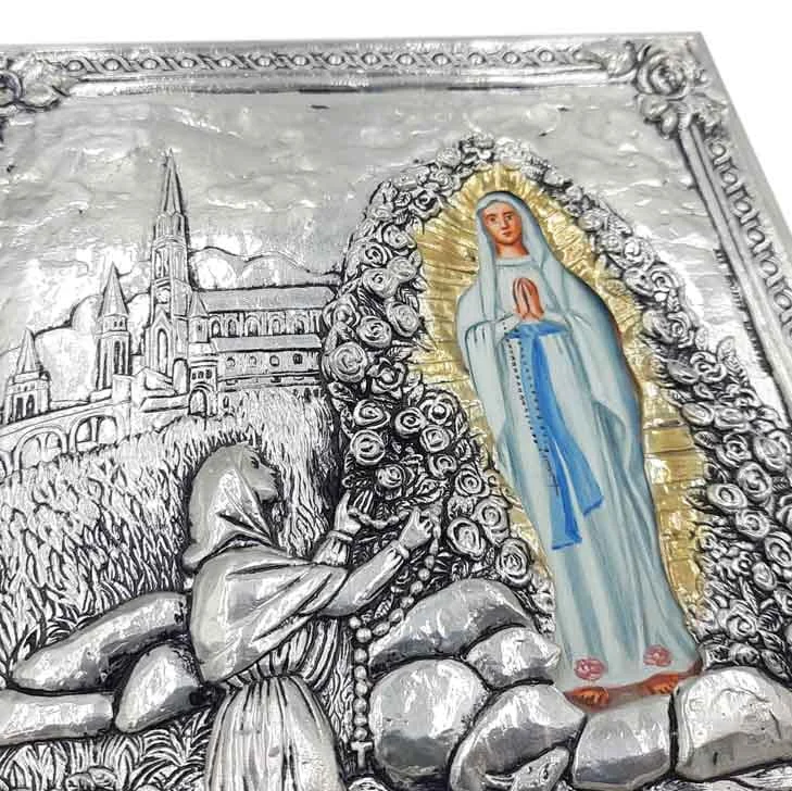 Ikona MB Lourdes (srebrzono złocona)