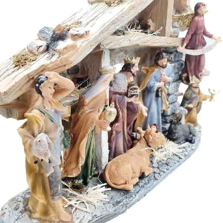 Duża Szopka Bożonarodzeniowa 40 cm z figurkami