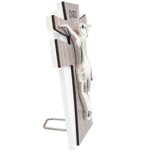 Krzyż stylizowany 17 cm srebrzona pasyjka