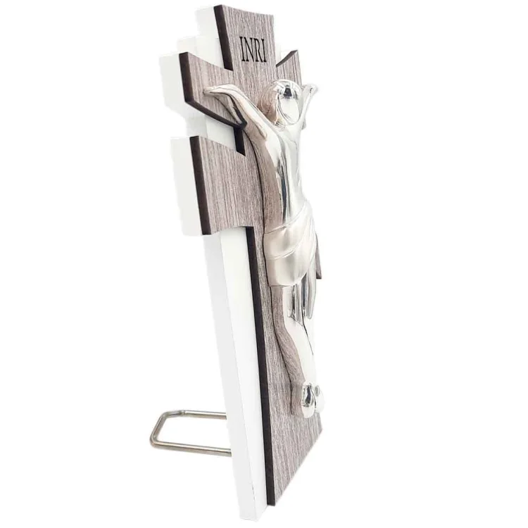 Krzyż stylizowany 17 cm srebrzona pasyjka