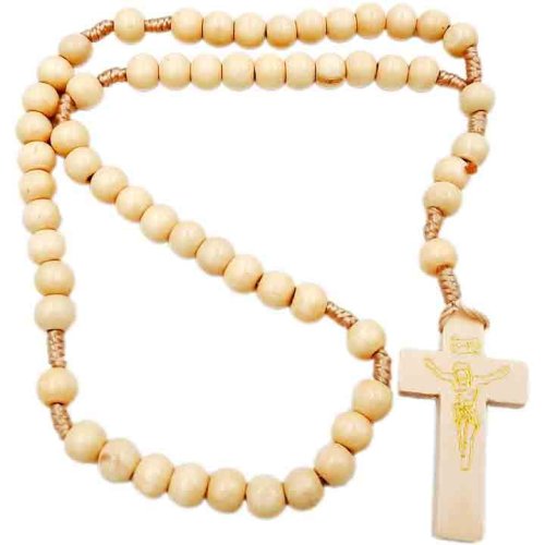 Różaniec drewniany na sznurku - jasny