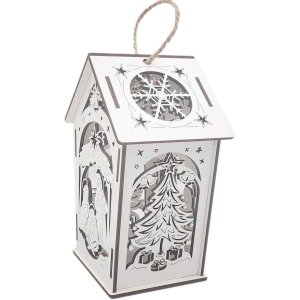 Lampion roratni - drewniany biały