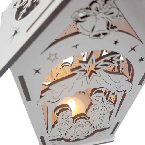 Lampion roratni - drewniany biały