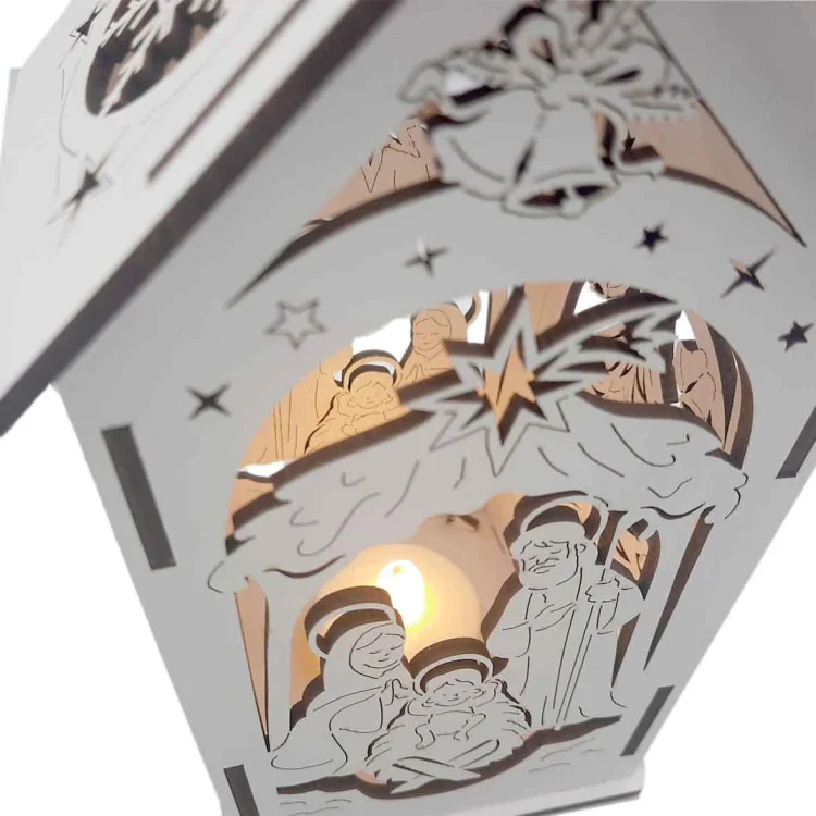 Lampion roratni - drewniany biały