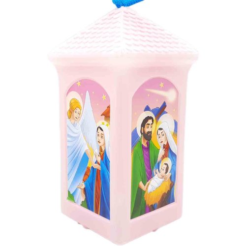 Lampion adwentowy - plastikowy - różowy