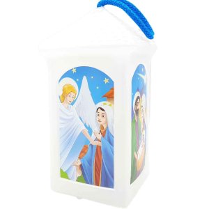 Lampion adwentowy - plastikowy - biały