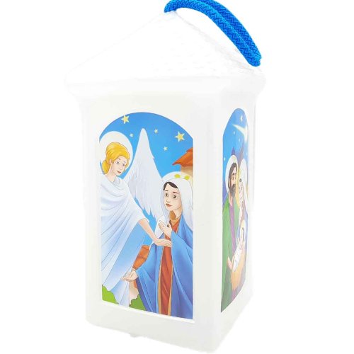 Lampion adwentowy - plastikowy - biały