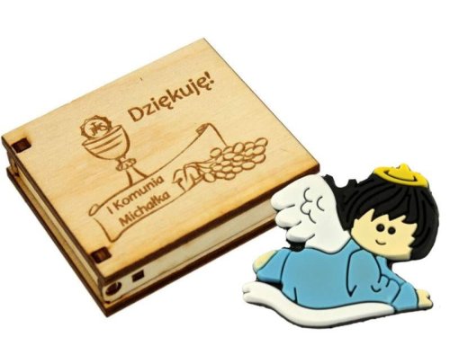 Podziękowanie I Komunia pudełko + aniołek magnes