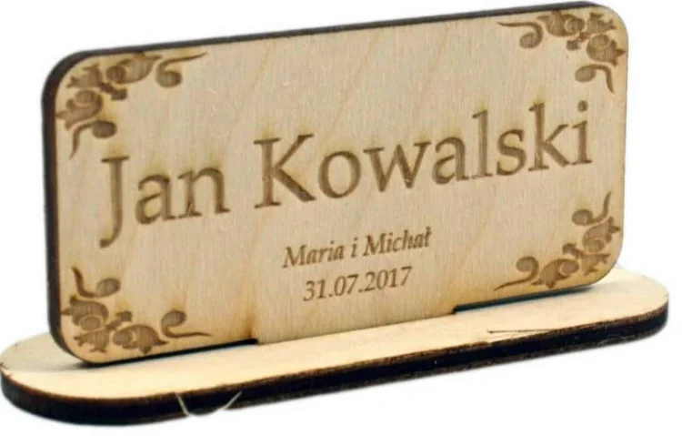 Winietki drewniane, grawerowane
