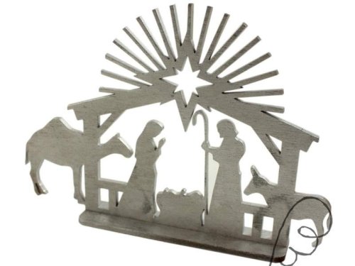 Szopka drewniana 16 cm srebrna