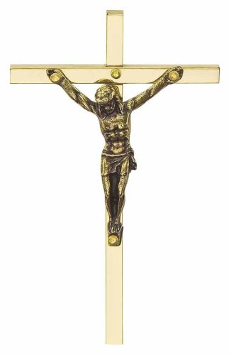 Krzyżyk wiszący mosiądzowany 7,5 cm