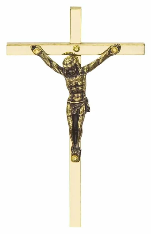 Krzyżyk wiszący mosiądzowany 7,5 cm