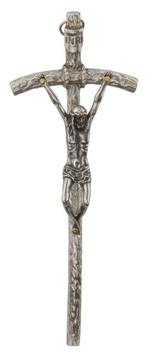 Krzyżyk papieski niklowany 10 cm